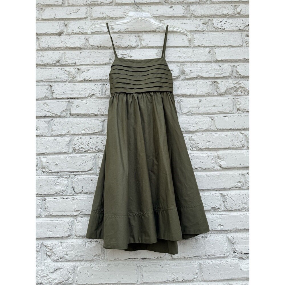 Moon River Olive Green Pleated Cutout Tie Back Women’s Dress XS